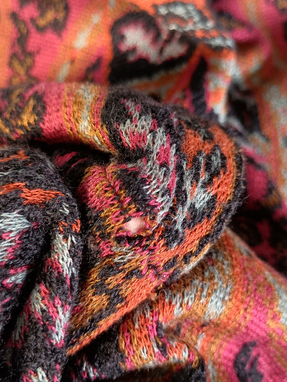 Peruvian Connection M Paisley Tribal Alpaca Wool Sweater Cardigan FLAW HOLES - Picture 3 of 10